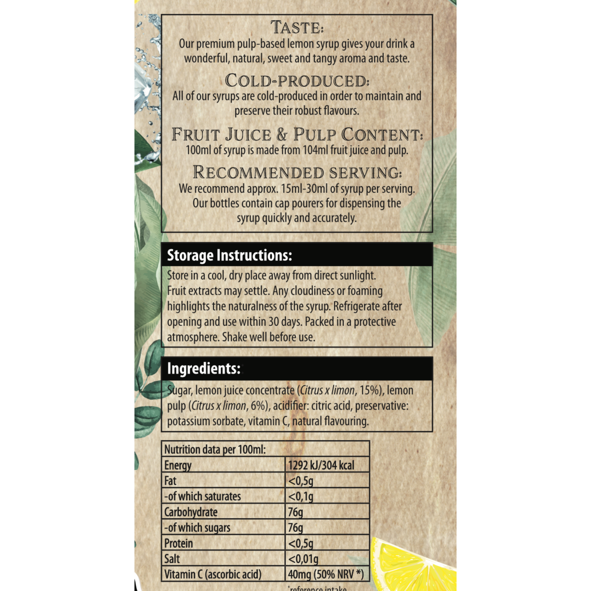 Premium Lemon Syrup