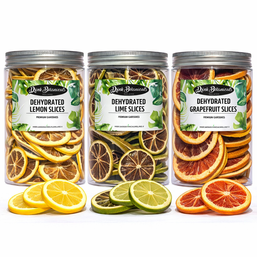 Dried Lemon Slices (110g) & Dried Lime Slices (140g) & Dried Grapefruit Slices (140g) Recyclable Jar Combo Pack