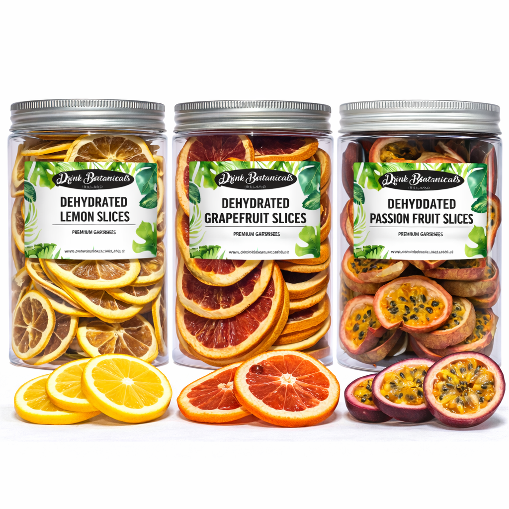 Dried Lemon Slices (110g) & Dried Grapefruit Slices (140g) & Dried Passion Fruit Slices (90g) Recyclable Jar Combo Pack