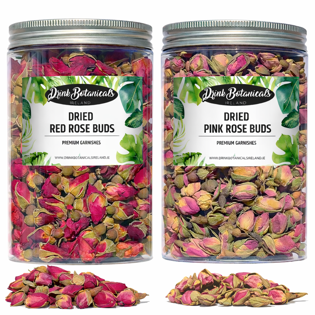 Edible Dried Pink Rose Buds (140G) & Dried Red Rose Buds (100G) Combo Pack in Recyclable Jar