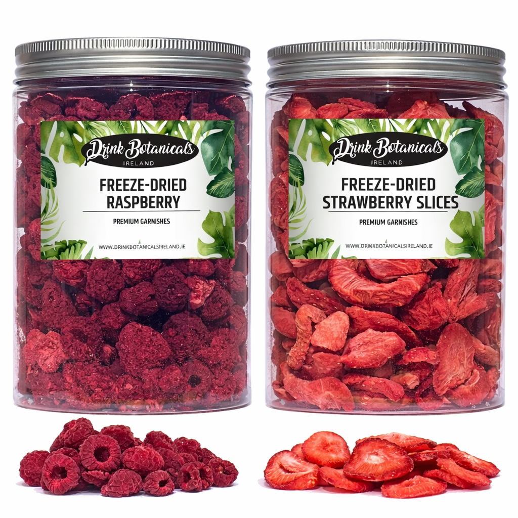 Freeze-Dried Raspberry (90G) & Dried Strawberry Slices (75G) Combo Pack in Recyclable Jar